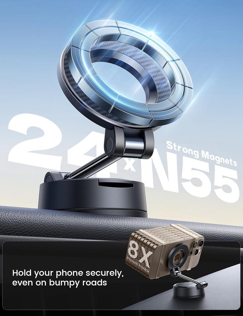 Lamicall for Magsafe Car Mount [70LBS Powerful Suction] Magnetic Phone Holder for Car, 360° Rotation Suction Cup Phone Mount Dashboard & Windshield for Truck fit iPhone 17 16 Pro Max Plus 15 14 13 12 - Image 4